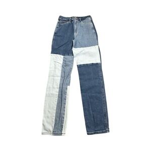 Hollister Jeans Womens 3L Blue Patchwork‎ Ultra High-Rise Mom Vintage Stretch